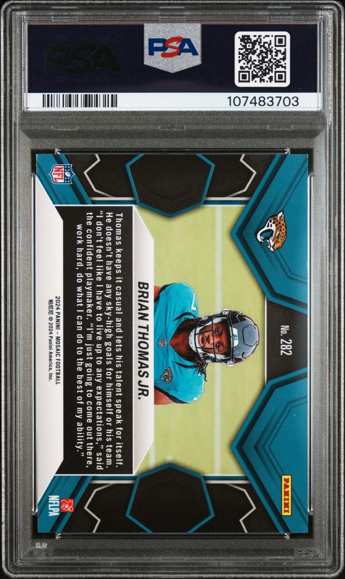 Graded 2024 Panini Mosaic Brian Thomas Jr #282 Rookie RC Football Card PSA 10 Gem Mint