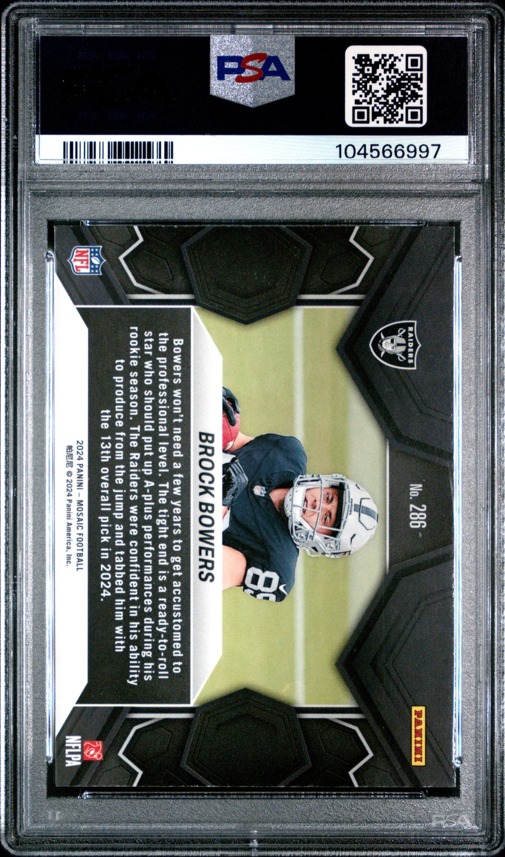 Graded 2024 Panini Mosaic Brock Bowers #286 Rookie RC Football Card PSA 10 Gem Mint