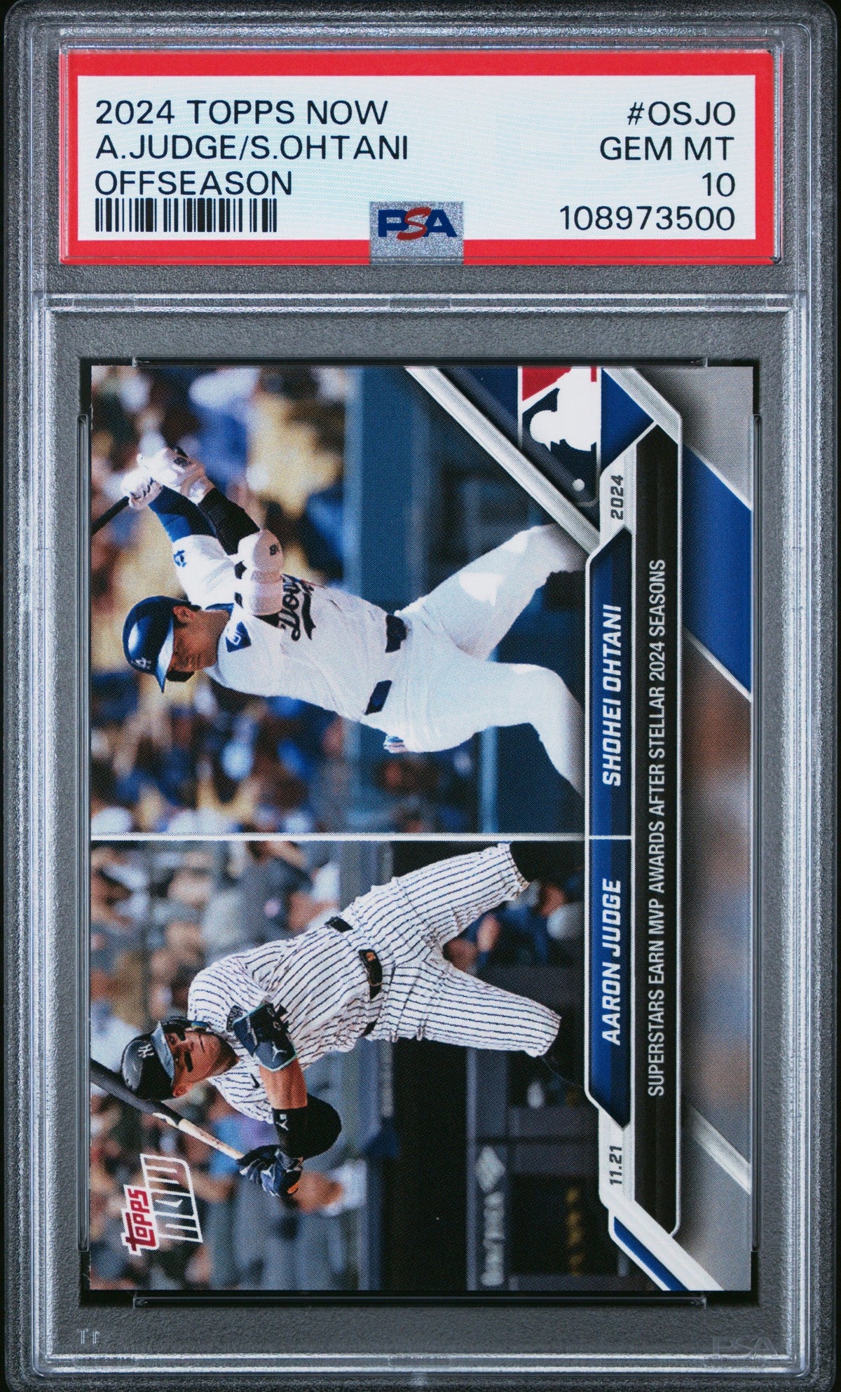 Graded 2024 Topps Now Aaron Judge/Shohei Ohtani #OSJO Baseball Card PSA 10 Gem Mint