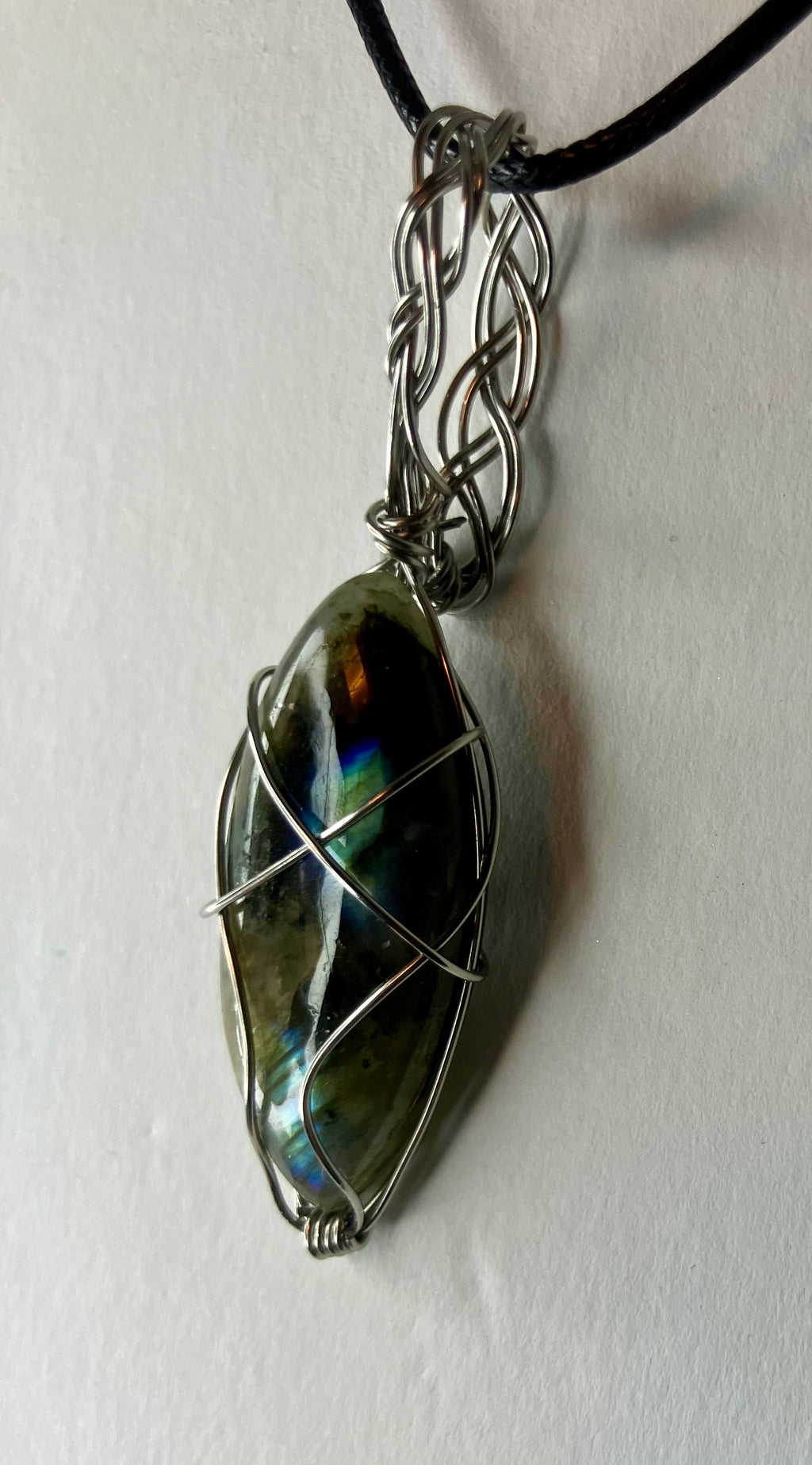 Wire Wrapped Stone and Crystal Necklaces, Stainless Steel