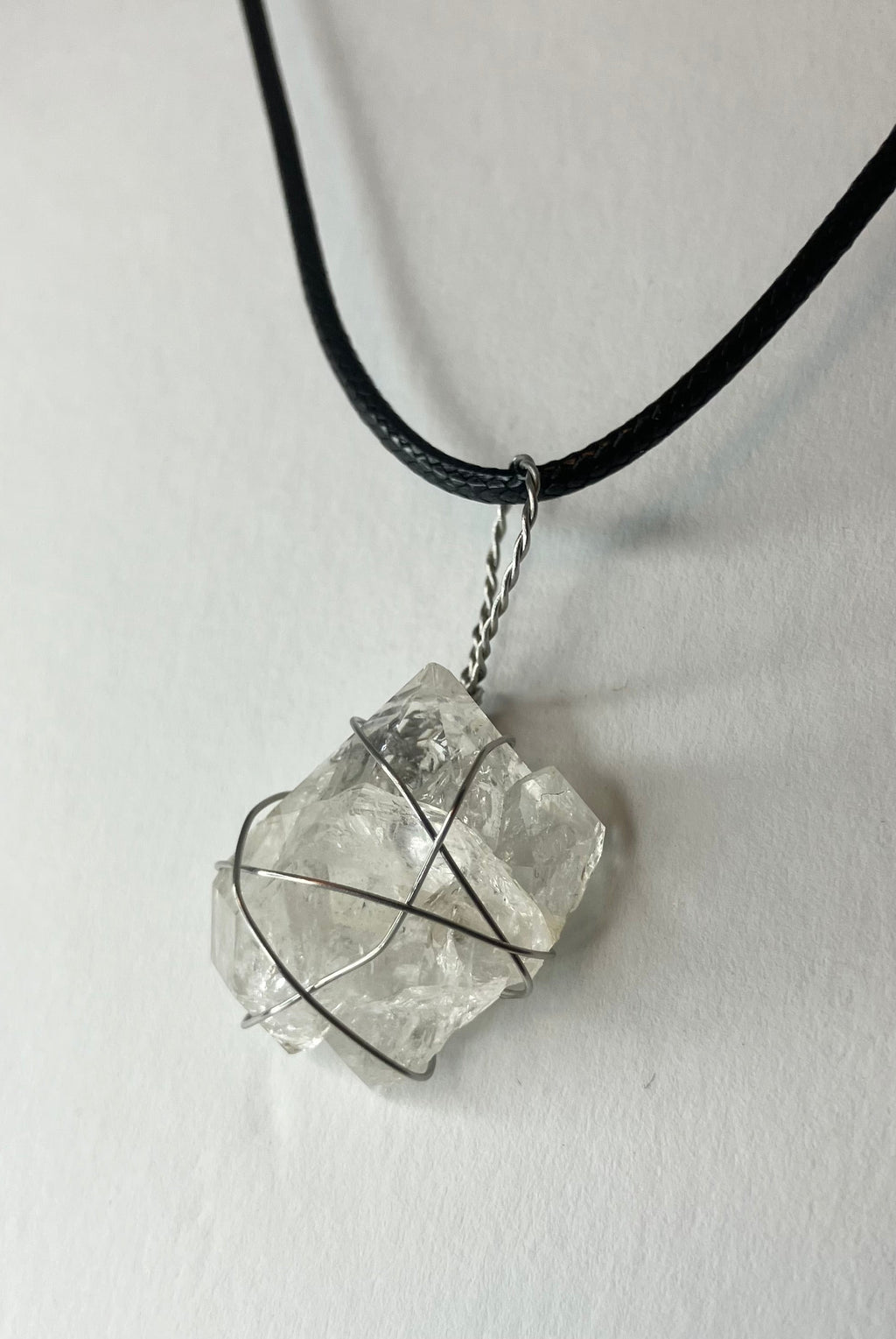 Wire Wrapped Stone and Crystal Necklaces, Stainless Steel