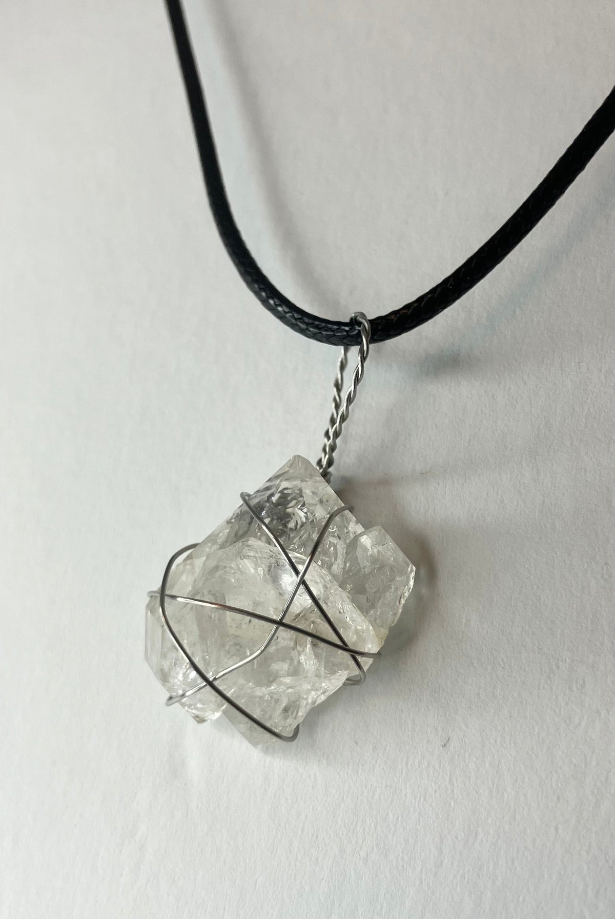 Wire Wrapped Stone and Crystal Necklaces, Stainless Steel