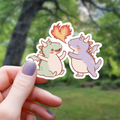 Dragon Couple In Love Fire Heart Sticker - 3"