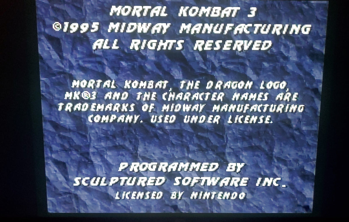 Mortal Kombat 3 SNES Video Game Cartridge Super Nintendo