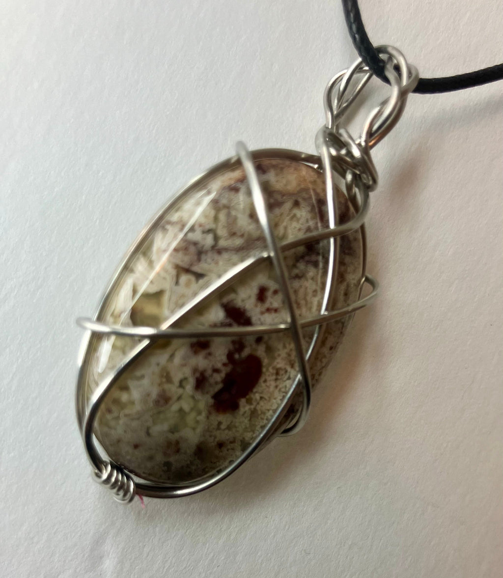 Wire Wrapped Stone and Crystal Necklaces, Stainless Steel