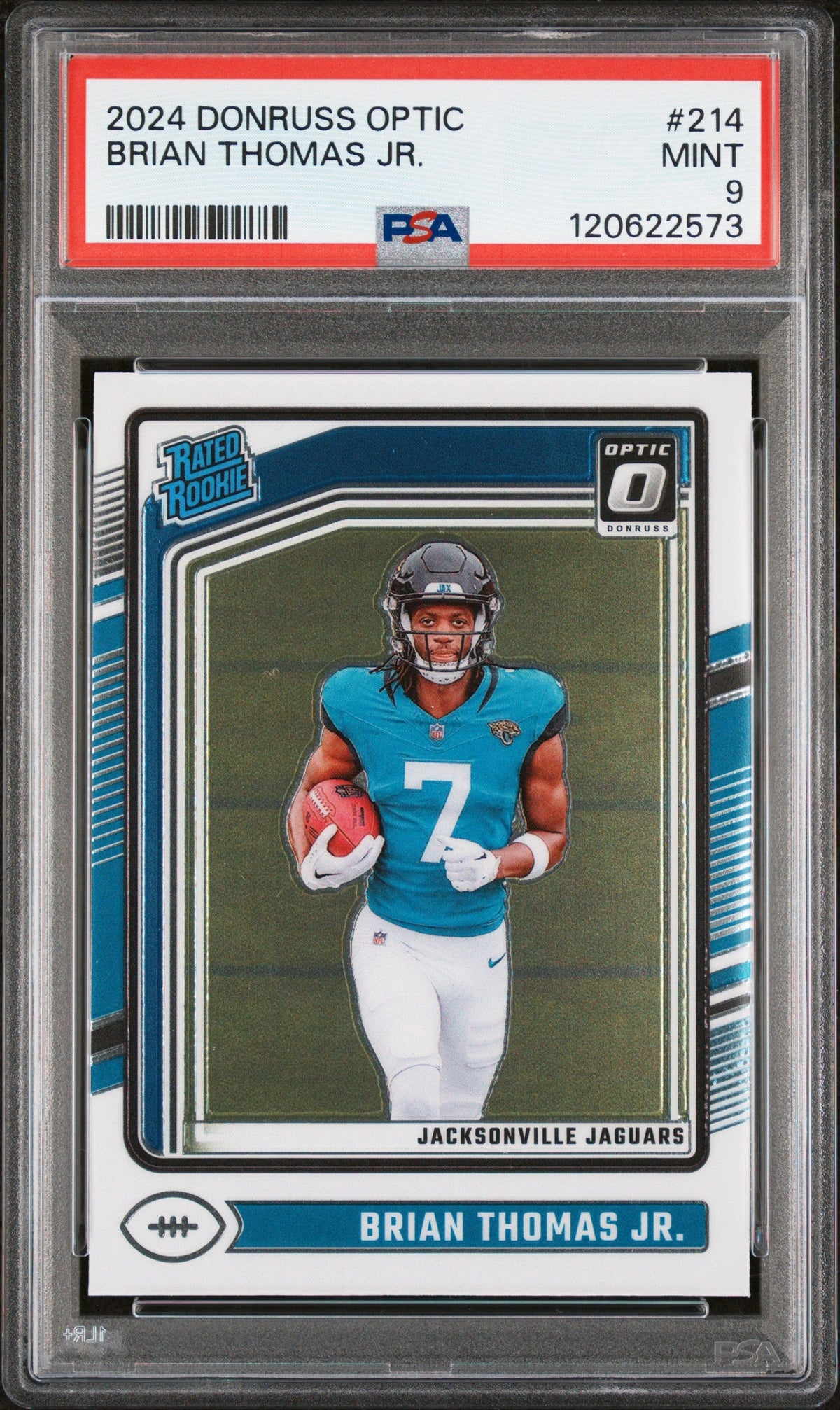 Graded 2024 Panini Donruss Optic Brian Thomas Jr. #214 Rookie RC Football Card PSA 9 Mint