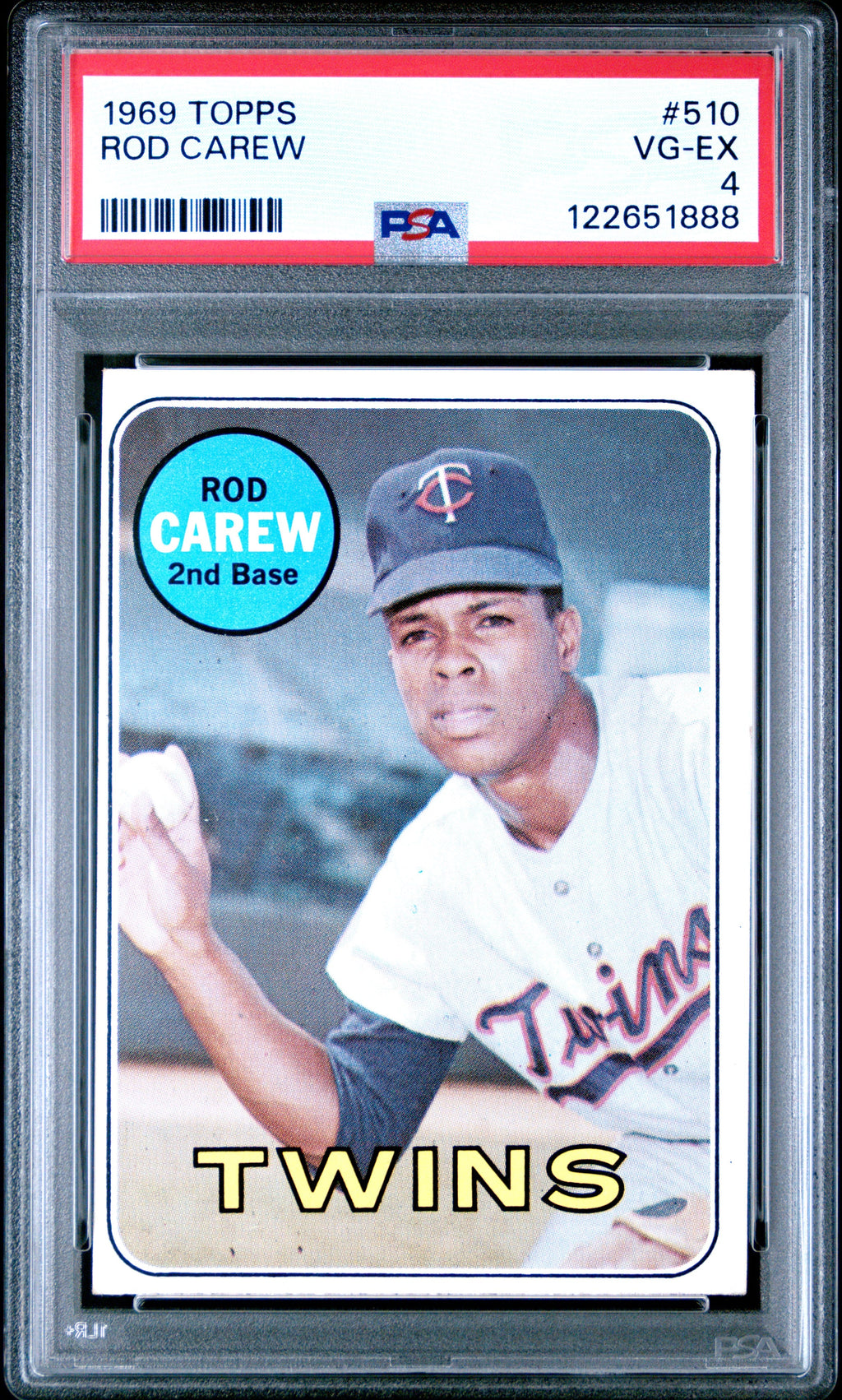 Graded 1969 Topps Rod Carew #510 Baseball Card PSA 4 Very Good