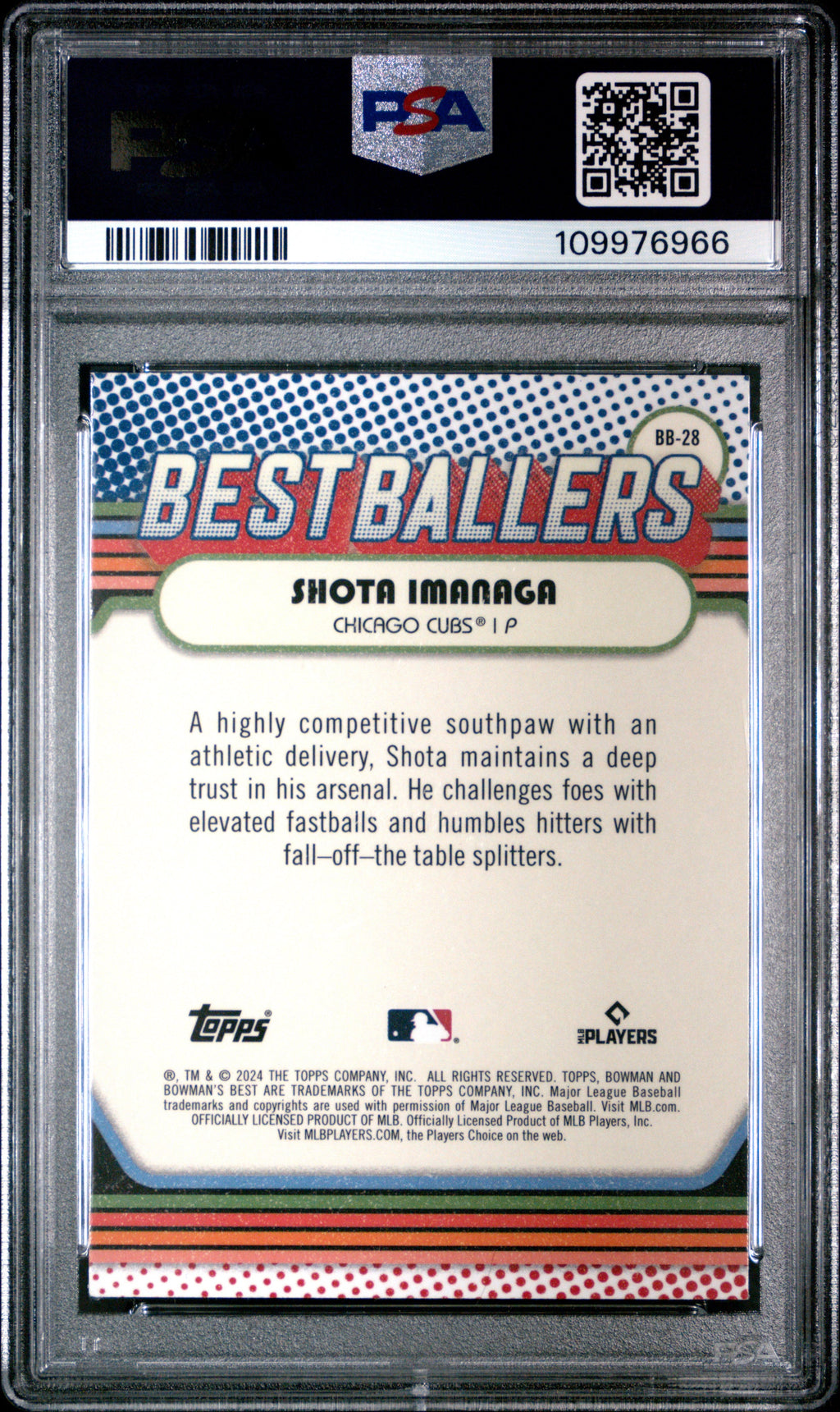 Graded 2024 Topps Bowmans Best Shota Imanaga #BB28 Best Ballers Rookie RC Baseball Card PSA 9 Mint