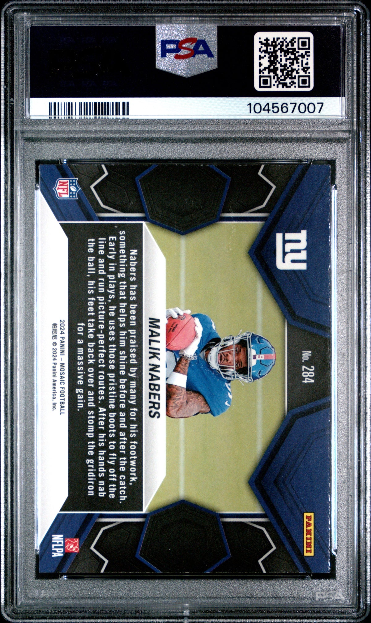 Graded 2024 Panini Mosaic Malik Nabers #284 Rookie RC Football Card PSA 10 Gem Mint