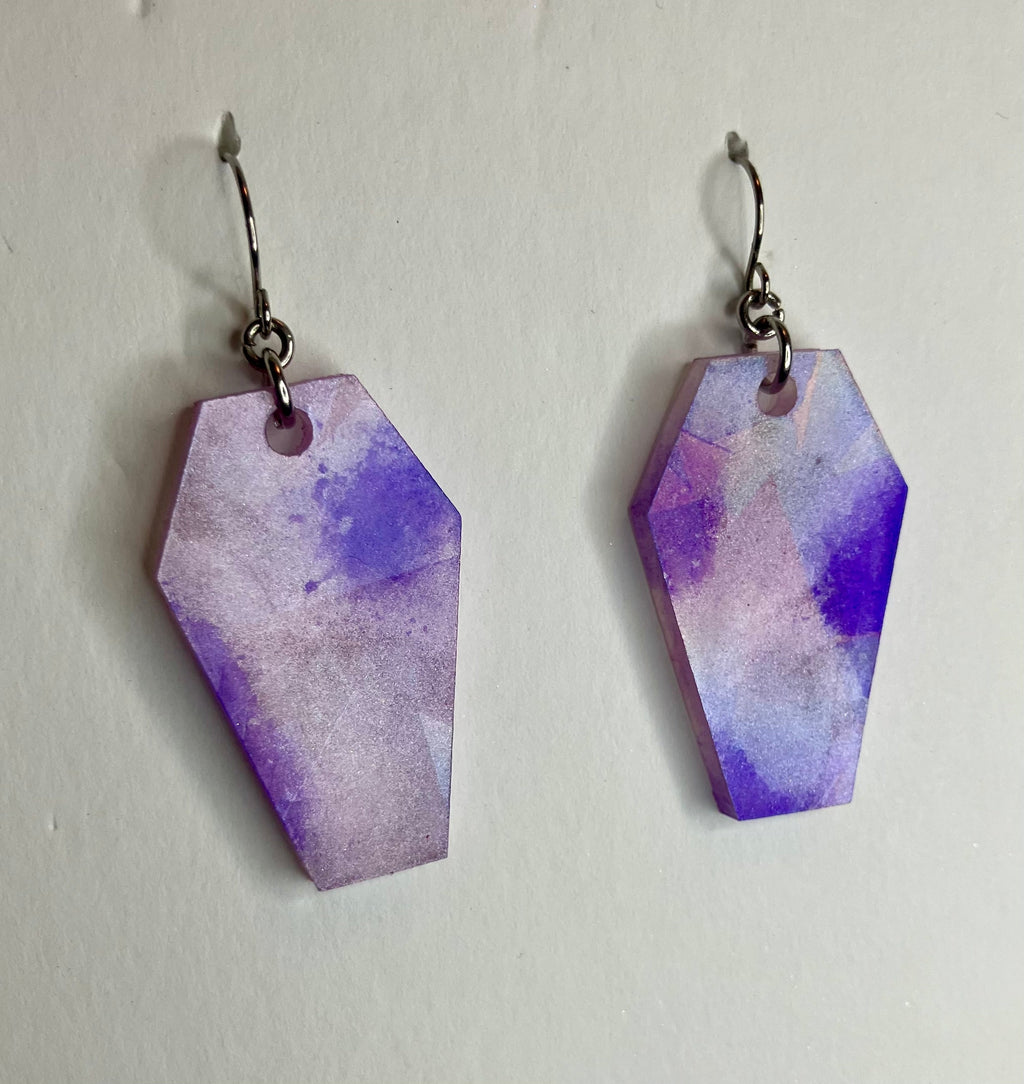 Holographic Coffin Resin Earrings