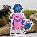 Axolotl Worshipping Polyhedral Dice Sticker - 3"