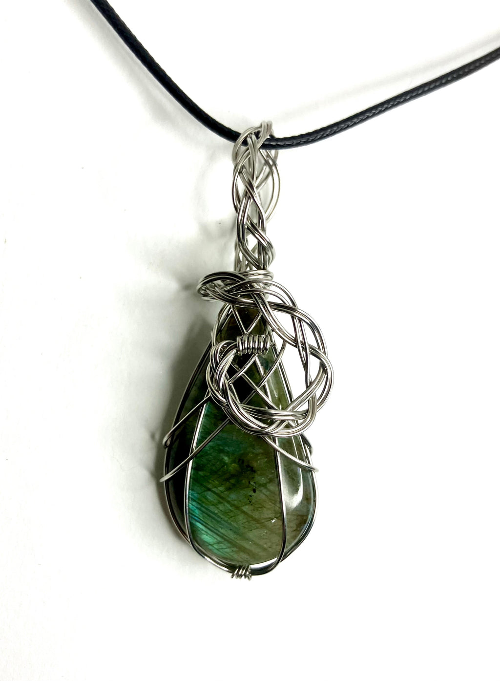 Wire Wrapped Stone and Crystal Necklaces, Stainless Steel