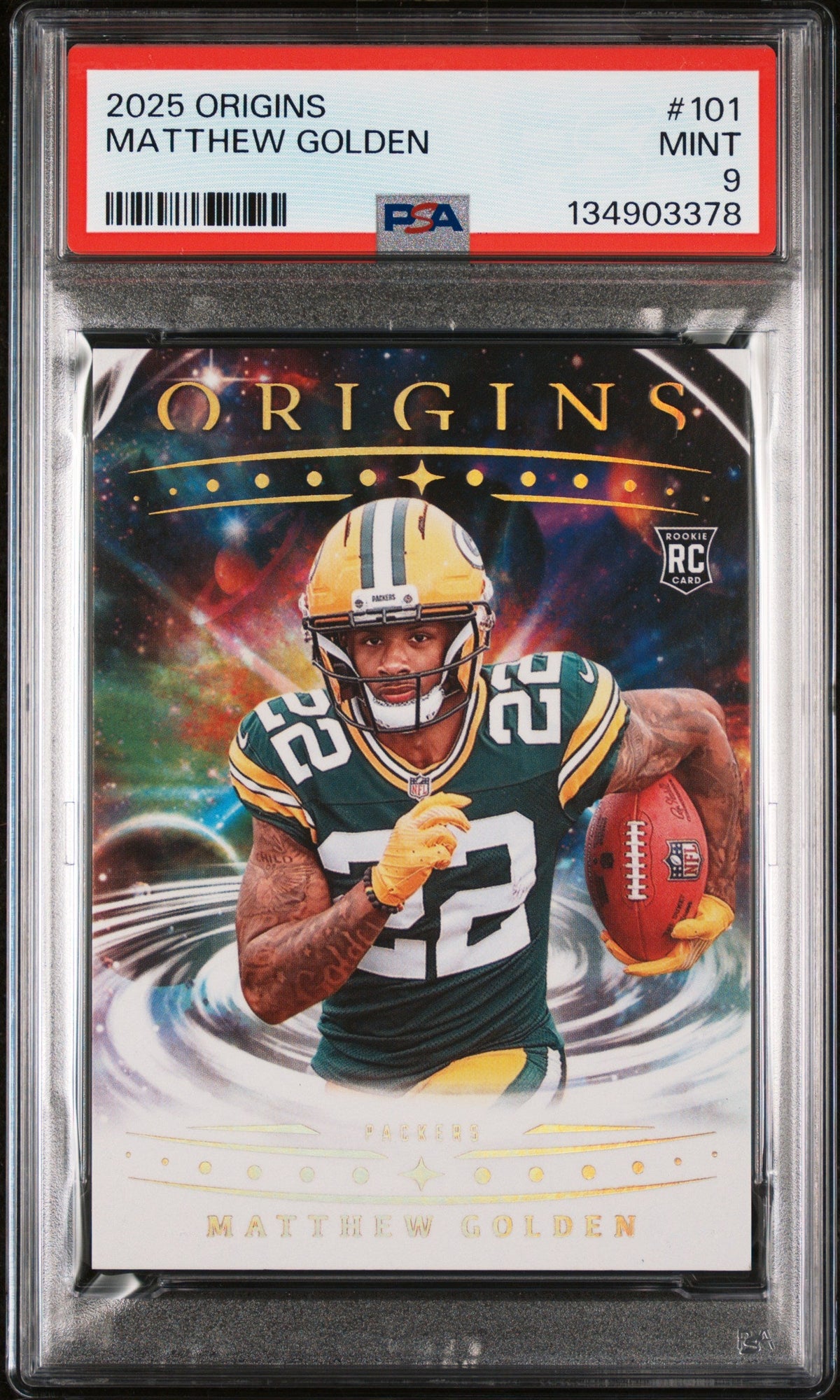 Graded 2025 Panini Origins Matthew Golden #101 Rookie RC Football Card PSA 9 Mint