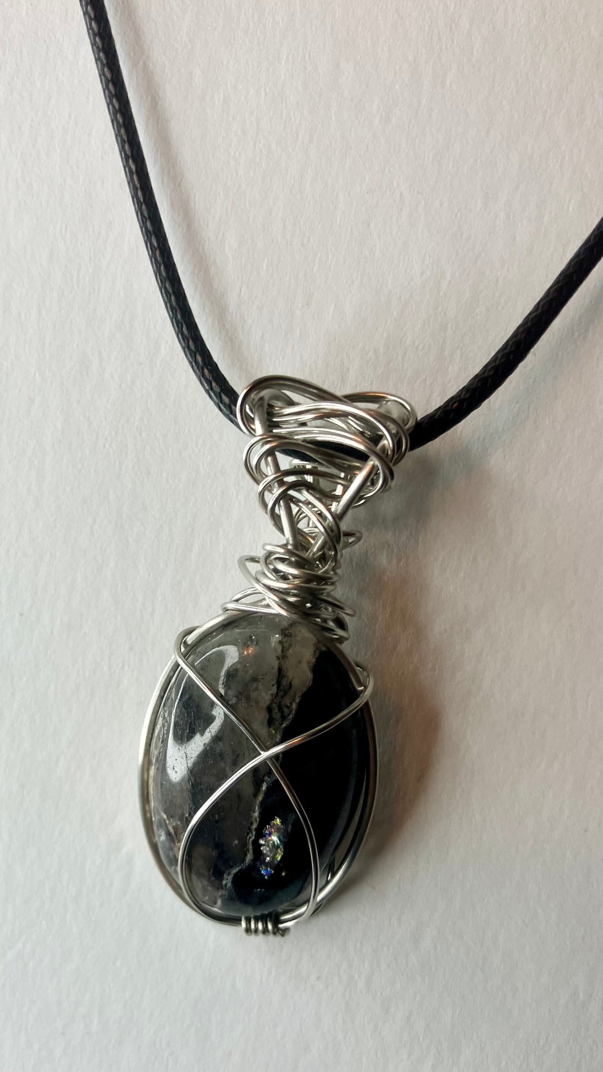 Wire Wrapped Stone and Crystal Necklaces, Stainless Steel