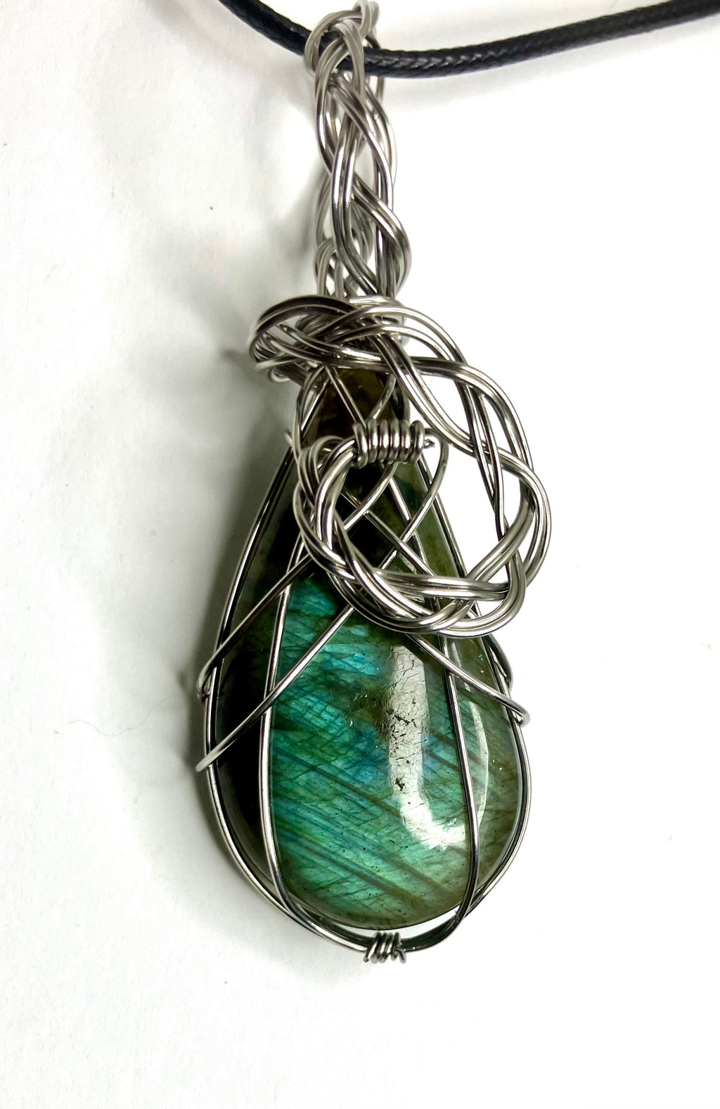 Wire Wrapped Stone and Crystal Necklaces, Stainless Steel