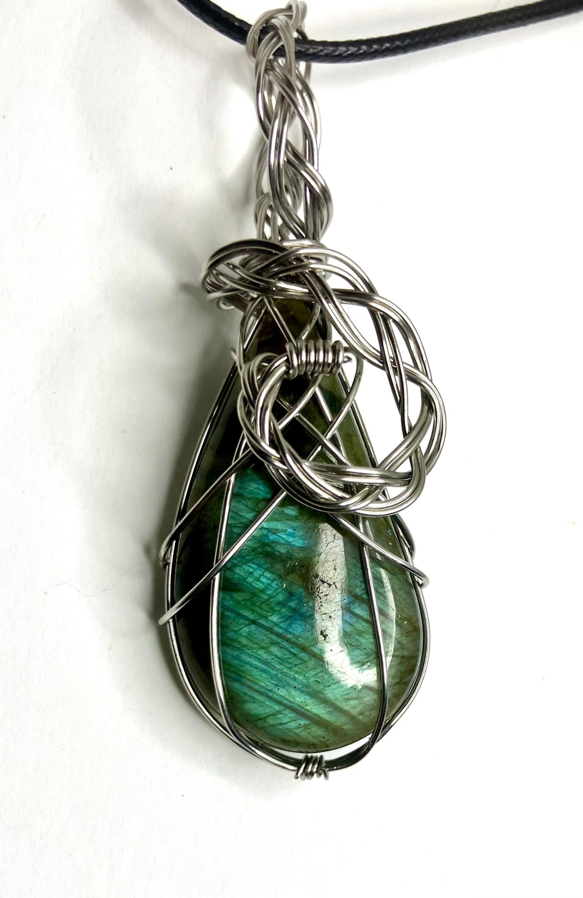 Wire Wrapped Stone and Crystal Necklaces, Stainless Steel