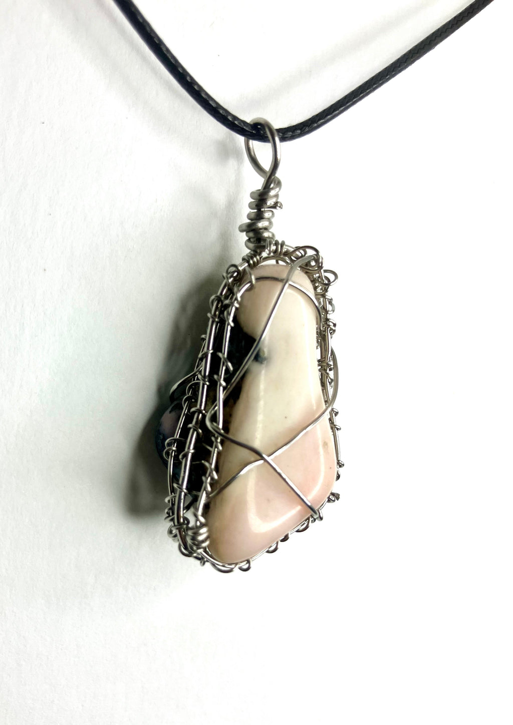 Wire Wrapped Stone and Crystal Necklaces, Stainless Steel