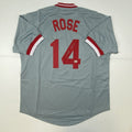 Autographed/Signed Pete Rose Cincinnati Grey Baseball Jersey Athlete Hologram COA Holo