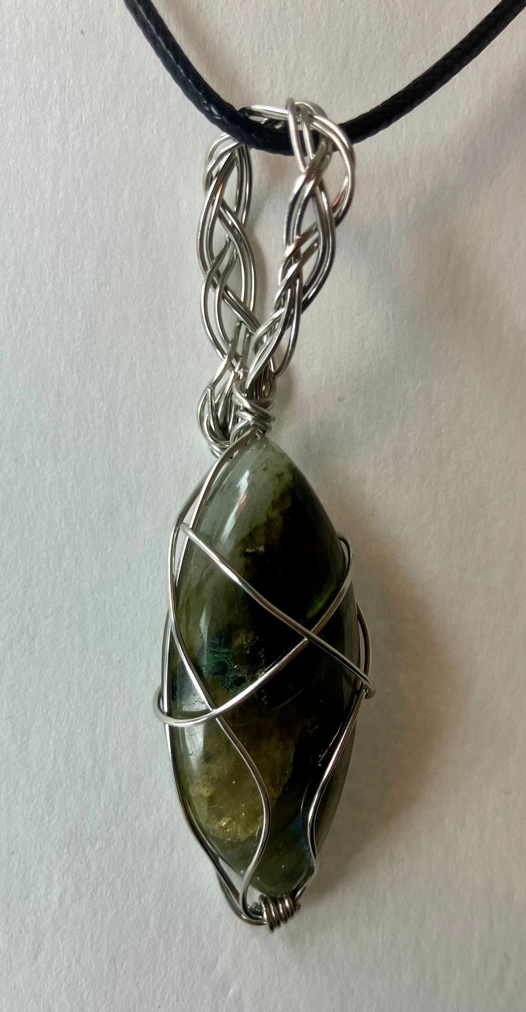 Wire Wrapped Stone and Crystal Necklaces, Stainless Steel