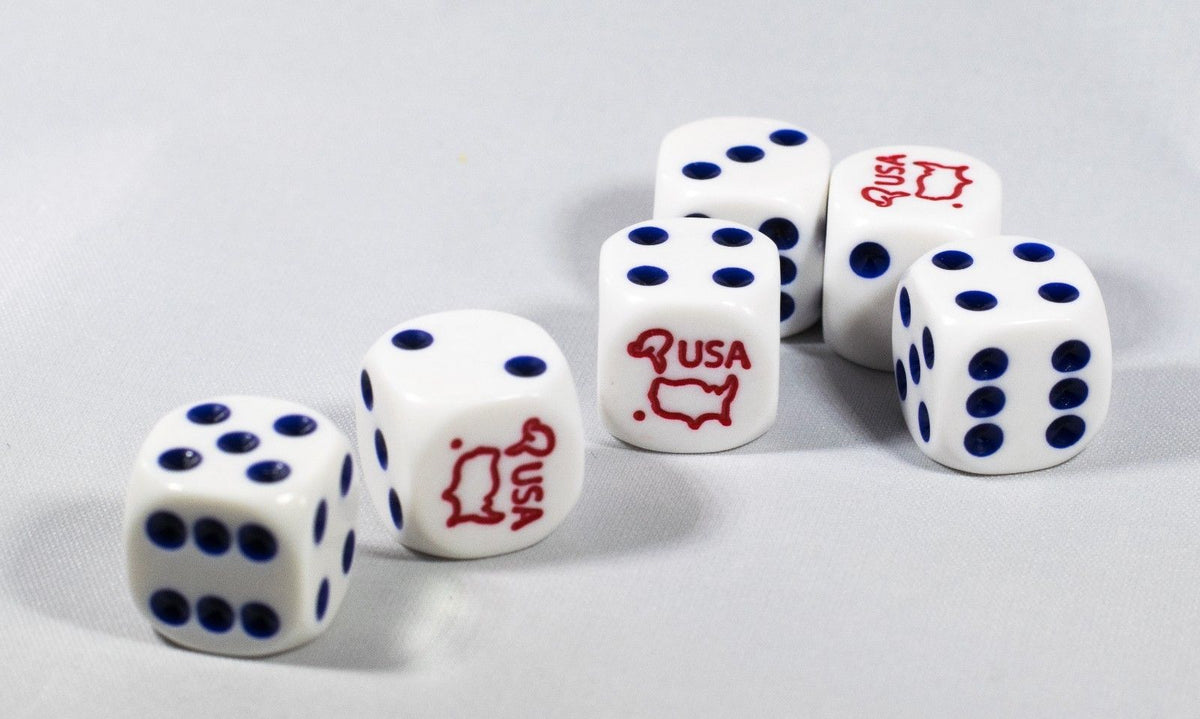 New (6) United States of America Dice Patriotic Bunco Gaming 16mm D6 Yahtzee