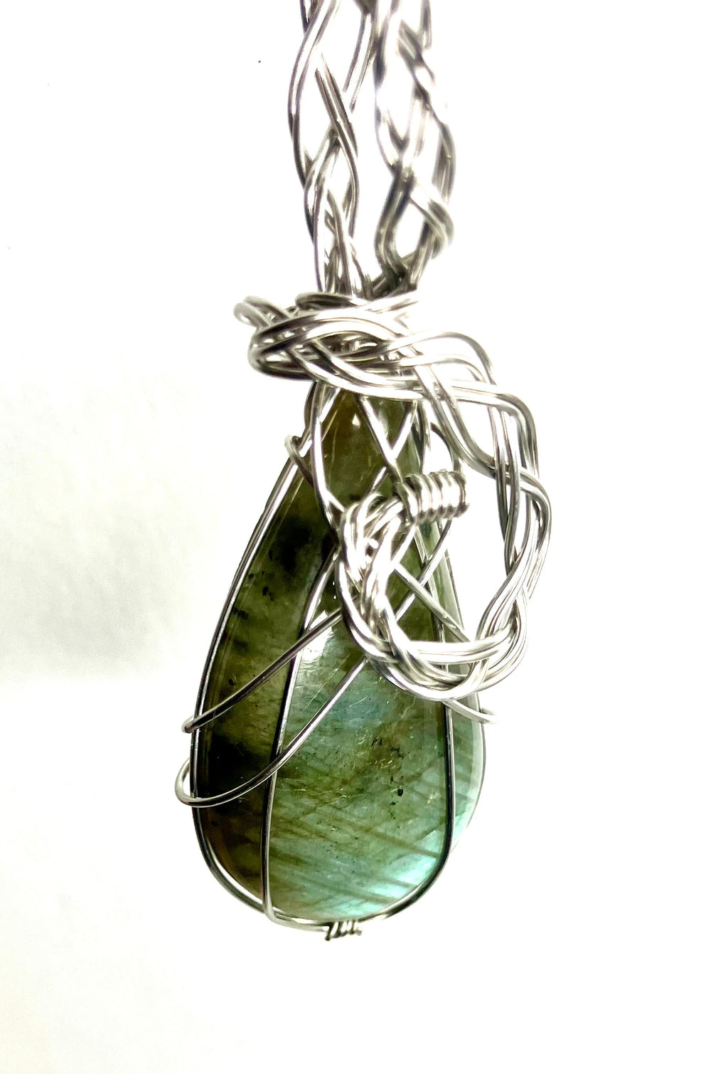 Wire Wrapped Stone and Crystal Necklaces, Stainless Steel
