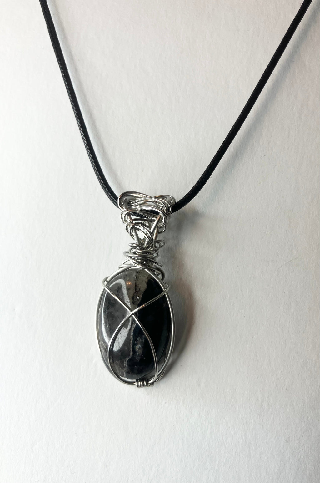 Wire Wrapped Stone and Crystal Necklaces, Stainless Steel