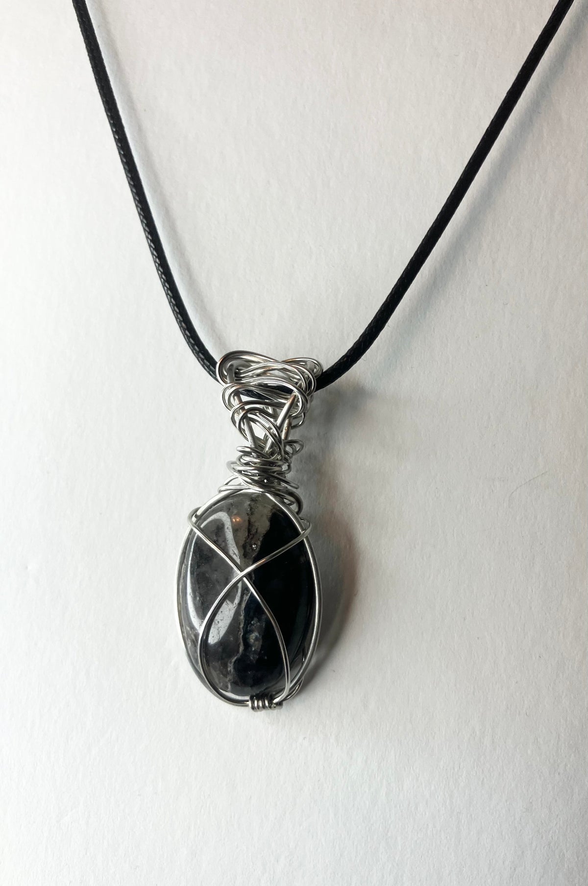 Wire Wrapped Stone and Crystal Necklaces, Stainless Steel