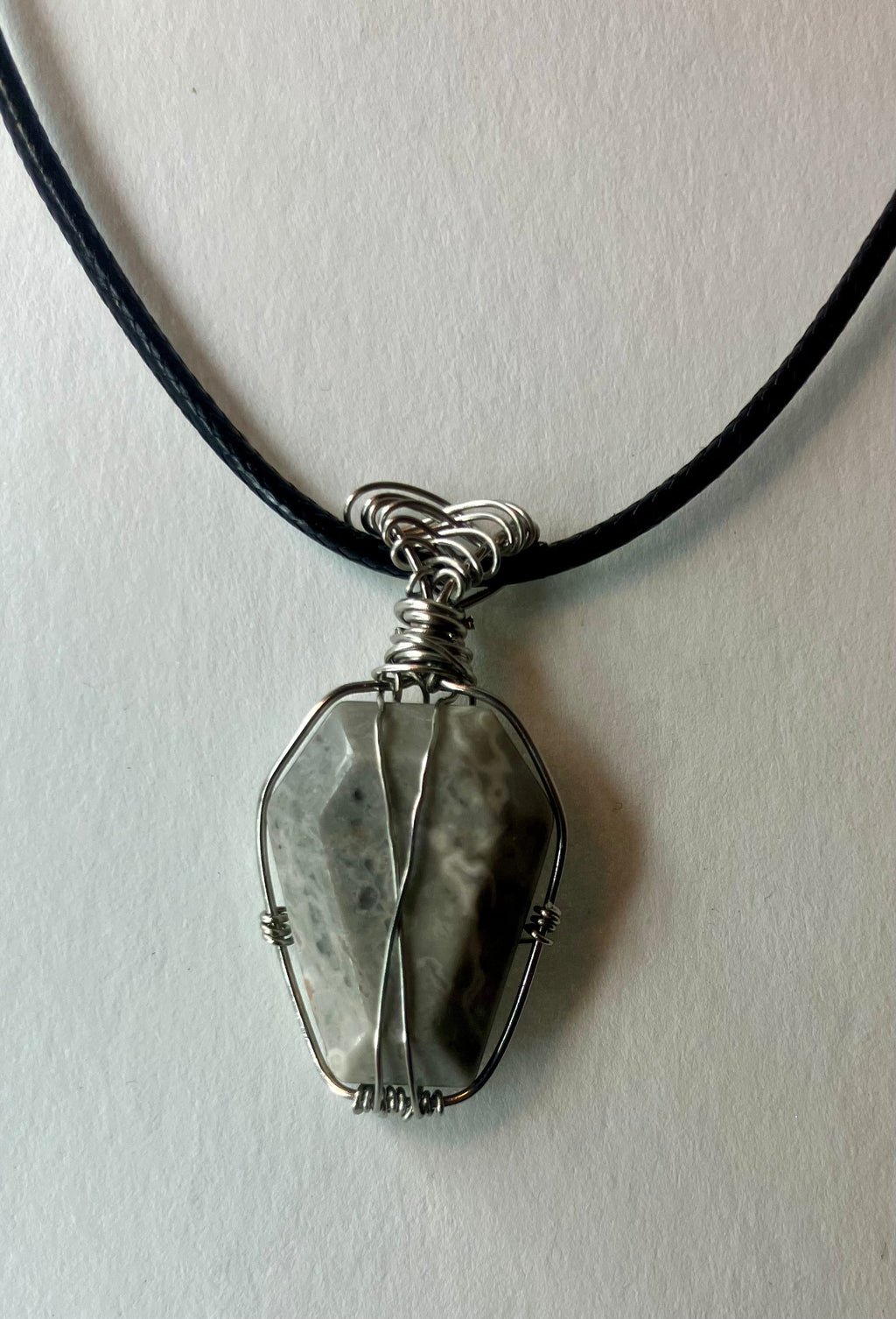 Wire Wrapped Stone and Crystal Necklaces, Stainless Steel