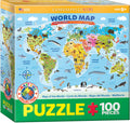 Puzzle: Educational Charts for Kids - Illustrated Map of the World