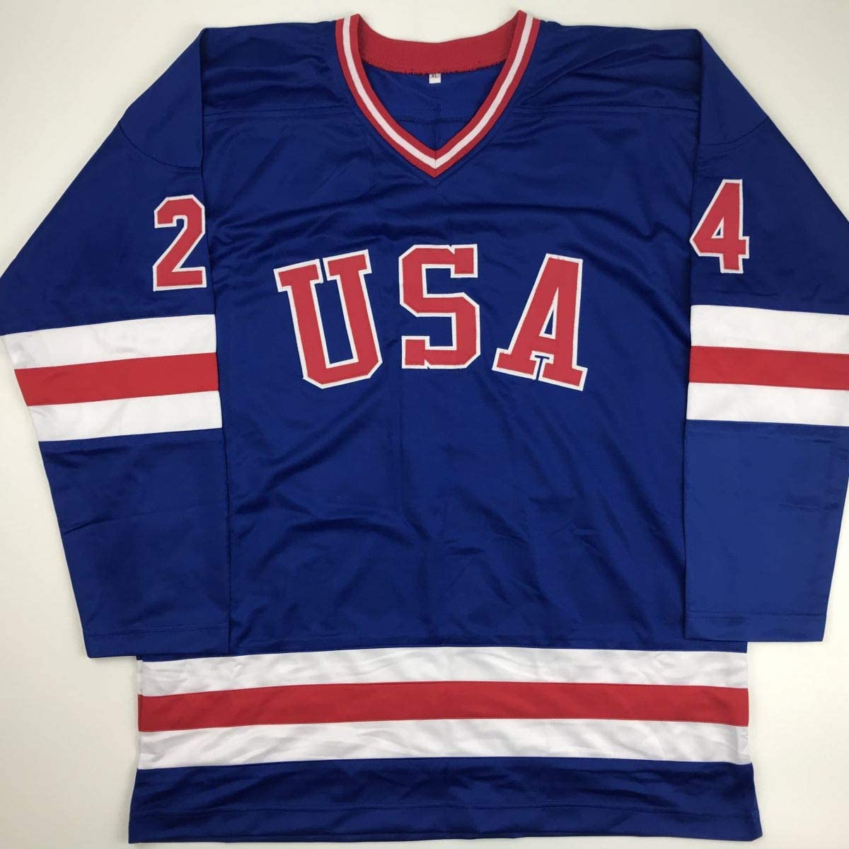 Autographed/Signed Rob McClanahan Blue Team USA Miracle On Ice 1980 Olympics Hockey Jersey Beckett BAS COA
