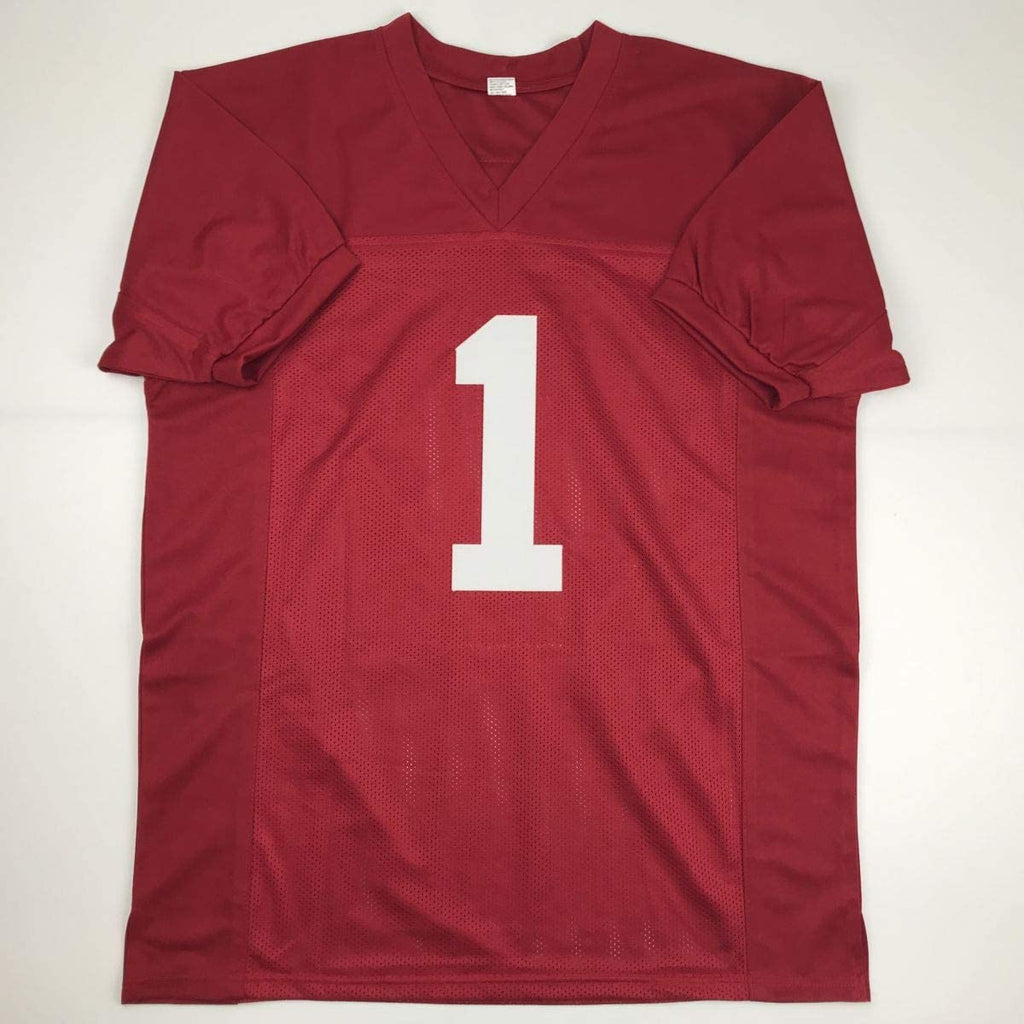 Autographed/Signed Nick Saban Roll Tide Alabama Red College Football Jersey Beckett BAS COA