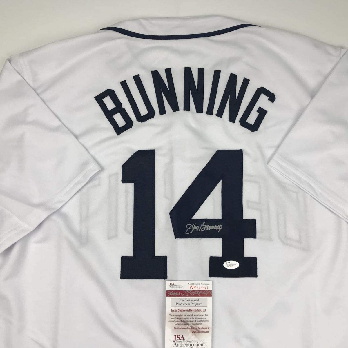 Autographed/Signed Jim Bunning Detroit White Baseball Jersey JSA COA