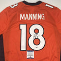Autographed/Signed Peyton Manning Denver Orange Football Jersey Beckett BAS COA