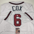 Autographed/Signed Bobby Cox HOF 14 Atlanta White Baseball Jersey JSA COA