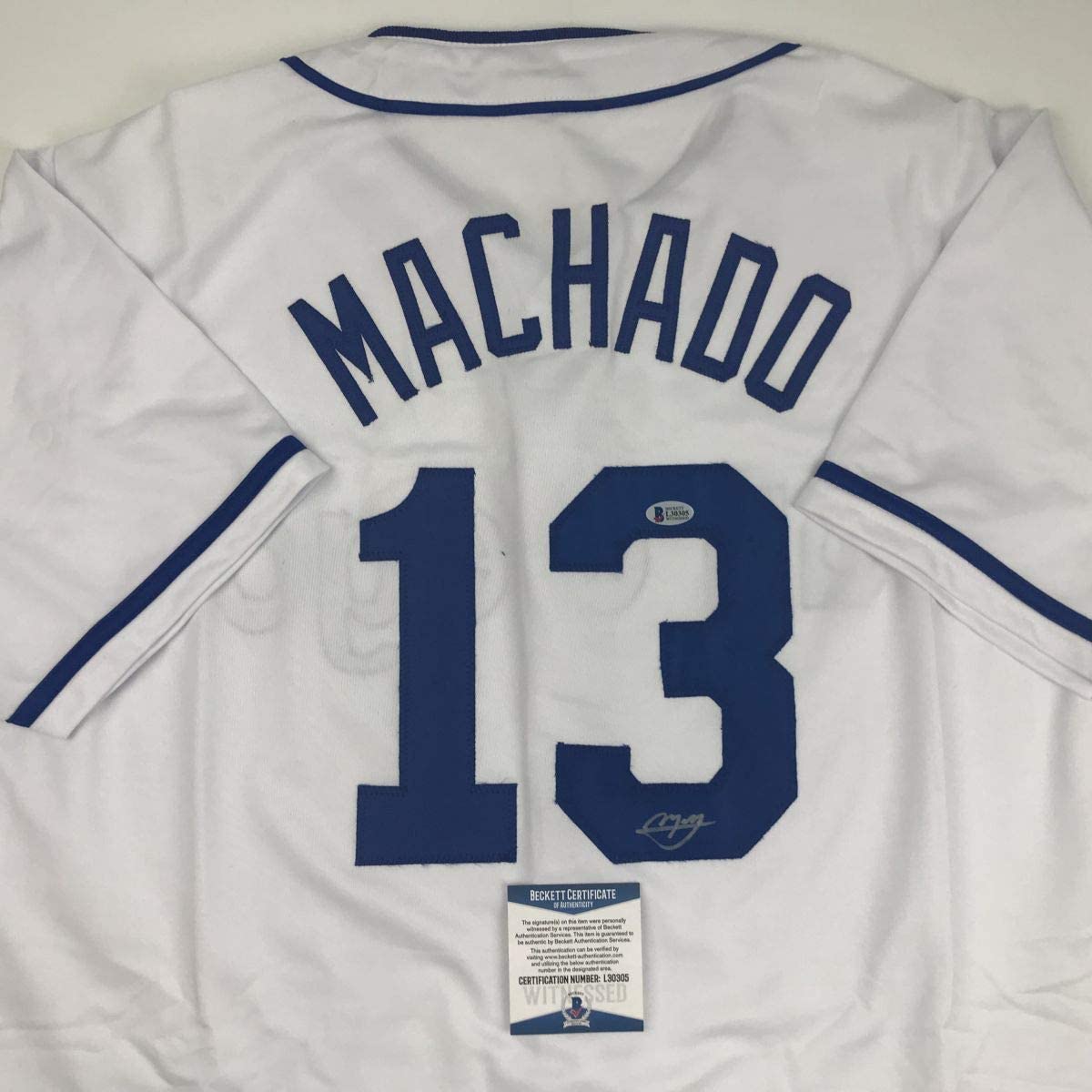Autographed/Signed Manny Machado San Diego White Baseball Jersey Beckett BAS COA