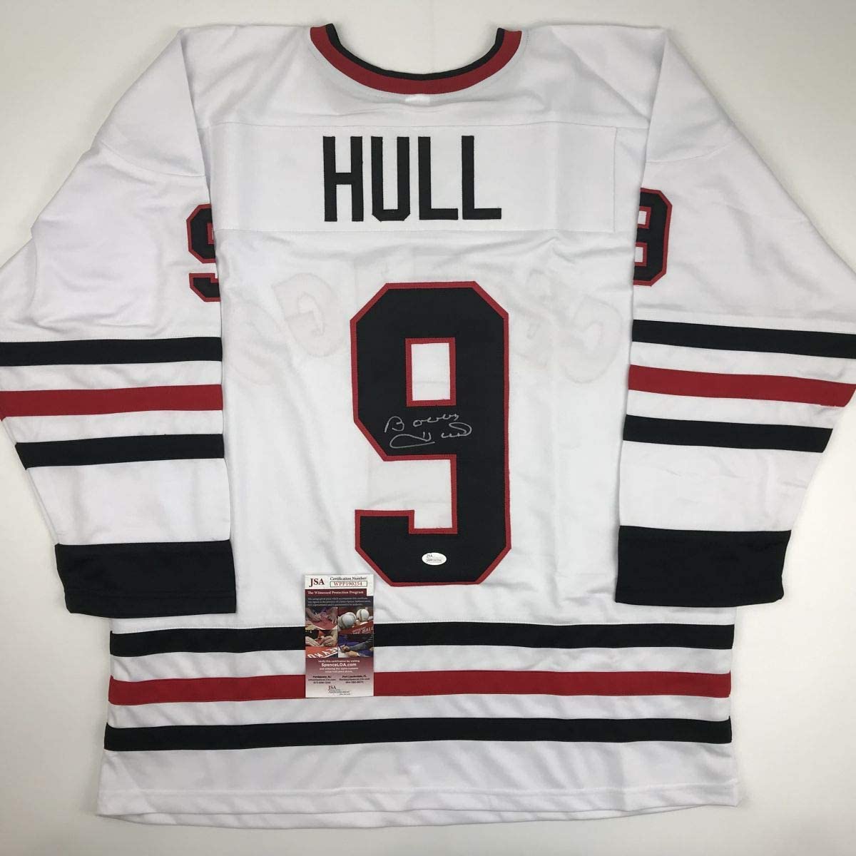 Autographed/Signed Bobby Hull Chicago White Hockey Jersey JSA COA