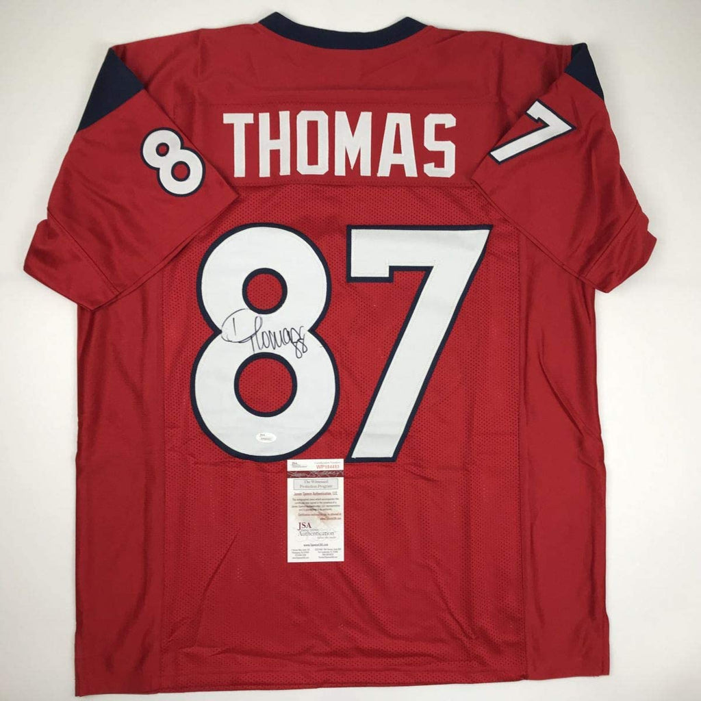 Autographed/Signed Demaryius Thomas Houston Red Football Jersey JSA COA