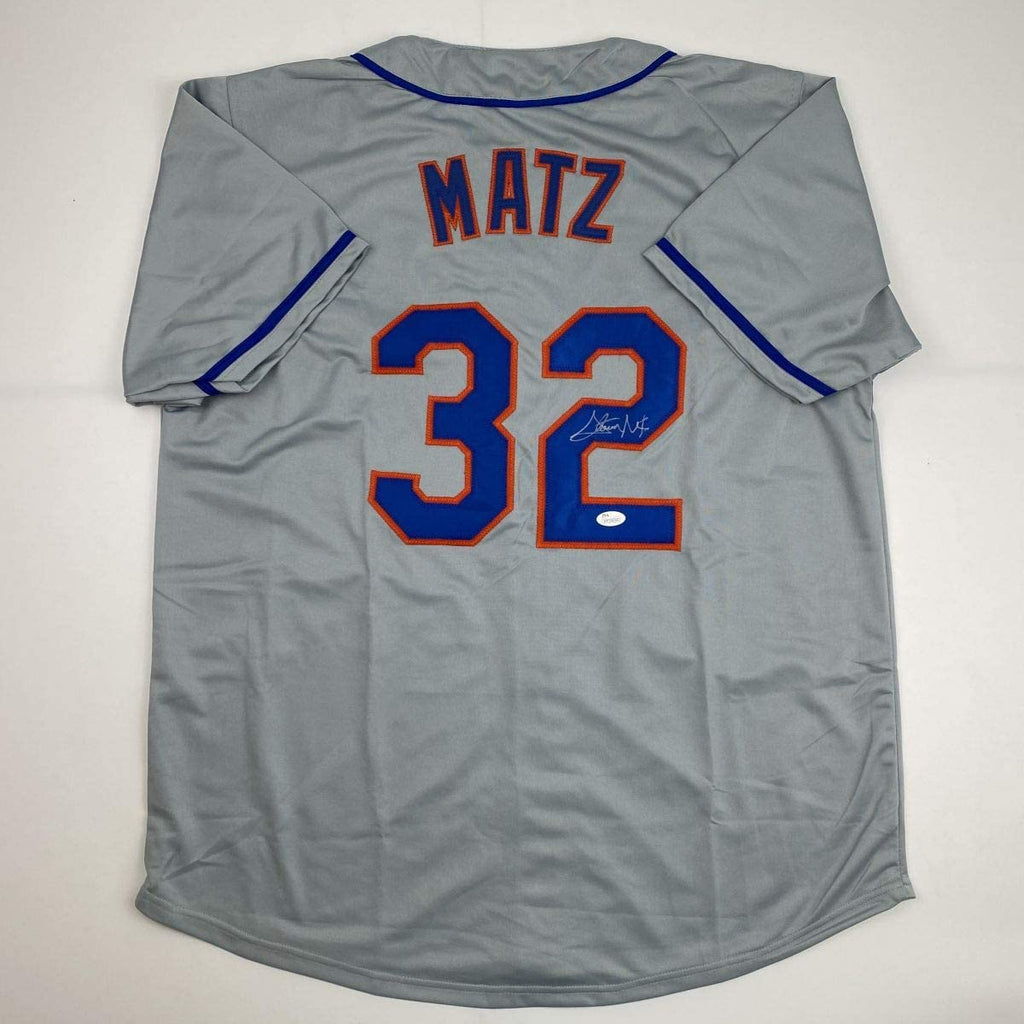Autographed/Signed Steven Matz New York Grey Baseball Jersey JSA COA