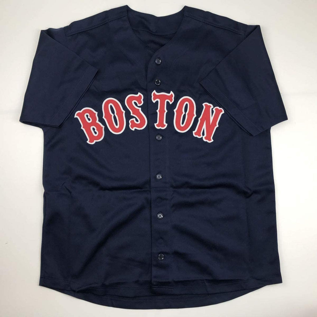Autographed/Signed Mitch Moreland Boston Blue Baseball Jersey JSA COA