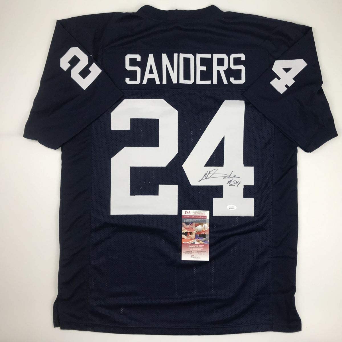 Autographed/Signed Miles Sanders Penn State Blue College Football Jersey JSA COA