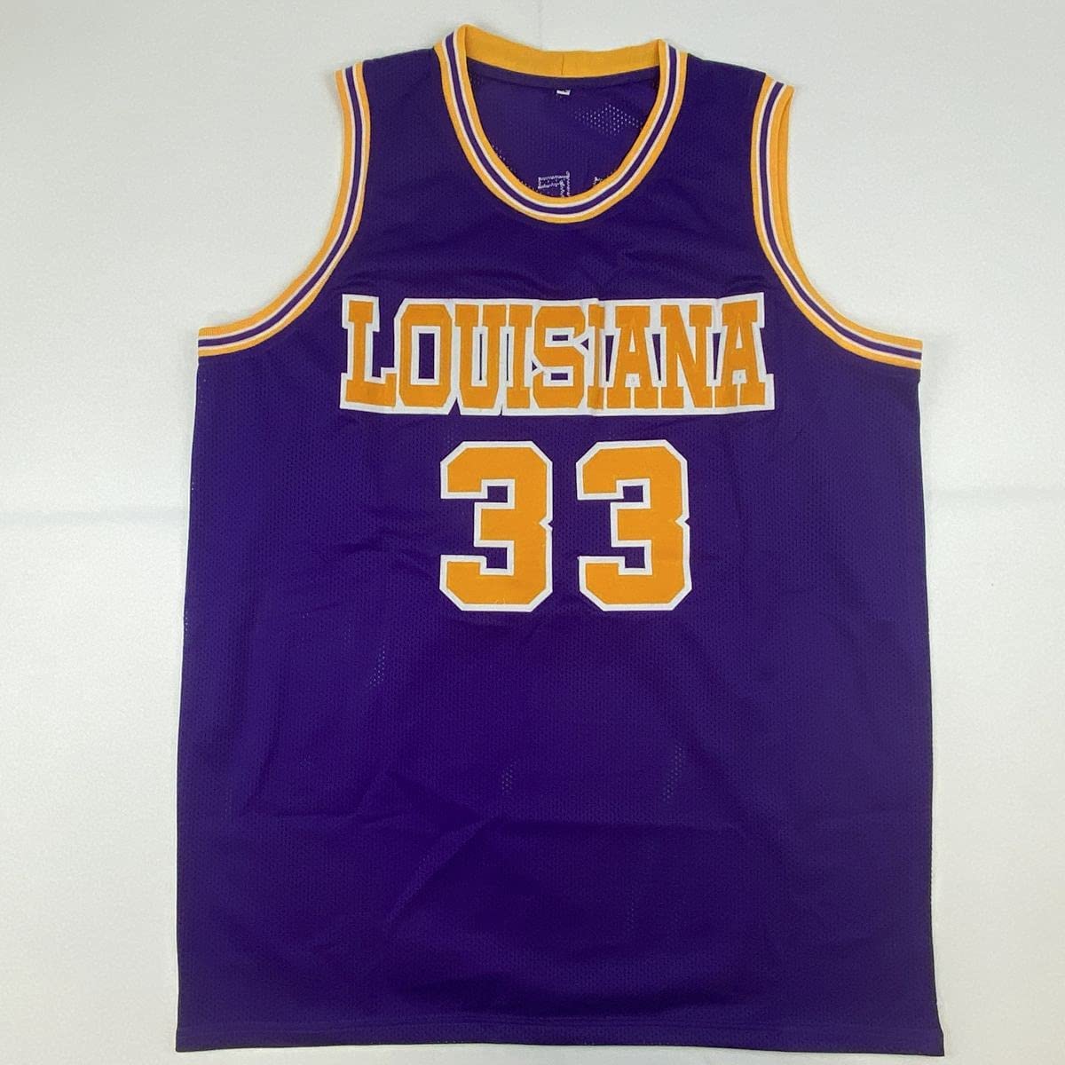 Autographed/Signed Shaquille Shaq O'Neal LSU Purple Basketball Jersey Beckett BAS COA