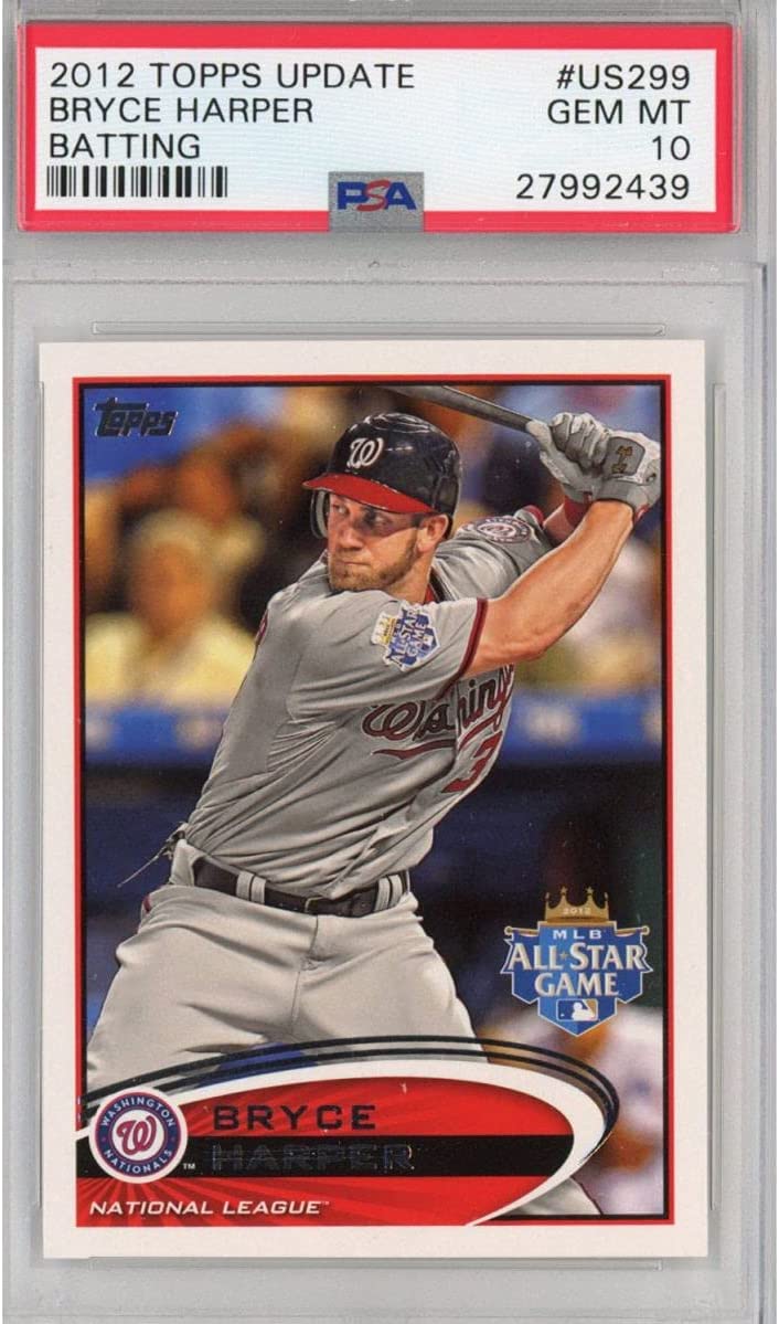Graded 2012 Topps Update Bryce Harper #US299 Batting Rookie RC Baseball Card PSA 10 Gem Mint