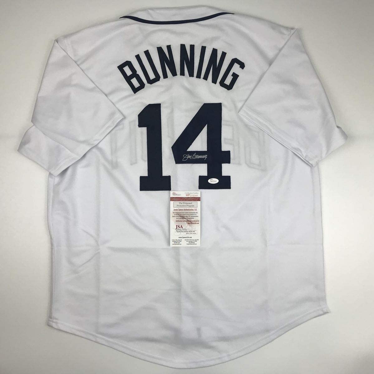 Autographed/Signed Jim Bunning Detroit White Baseball Jersey JSA COA