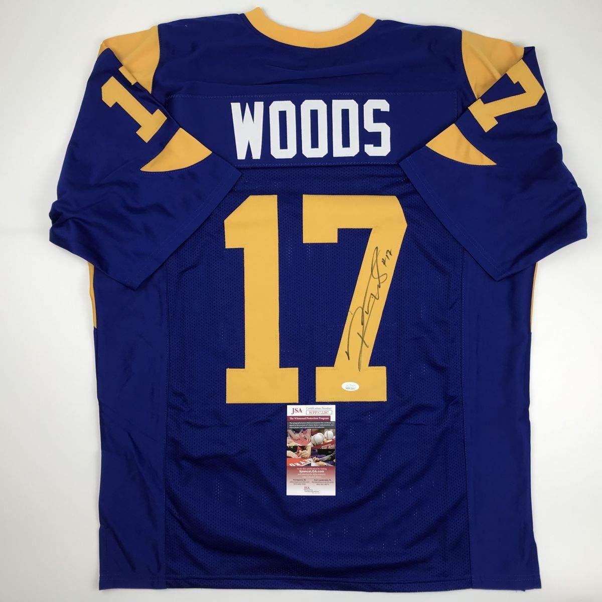 Autographed/Signed Robert Woods Los Angeles LA Retro Blue Football Jersey JSA COA