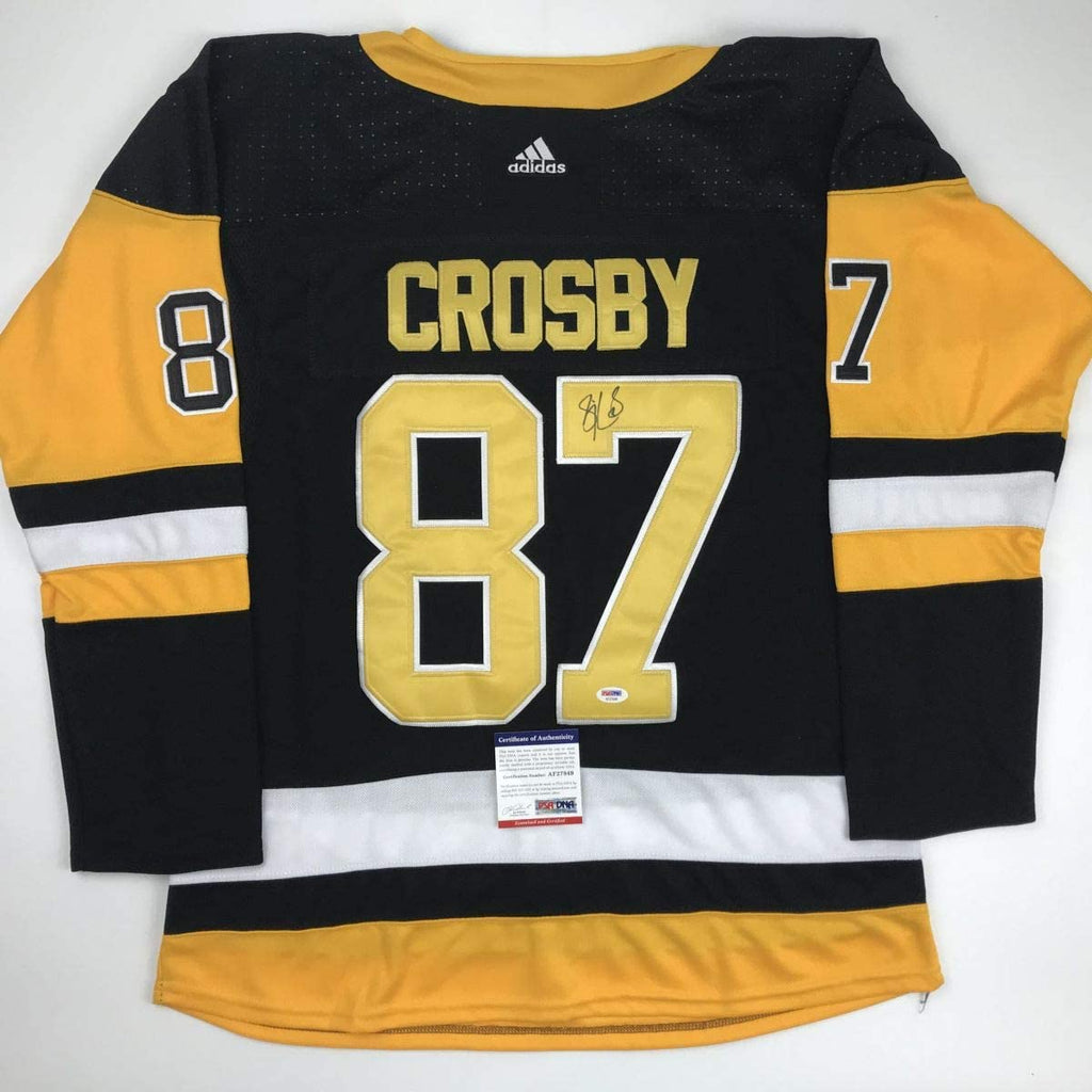 Autographed/Signed Sidney Crosby Pittsburgh Black Hockey Jersey PSA/DNA COA