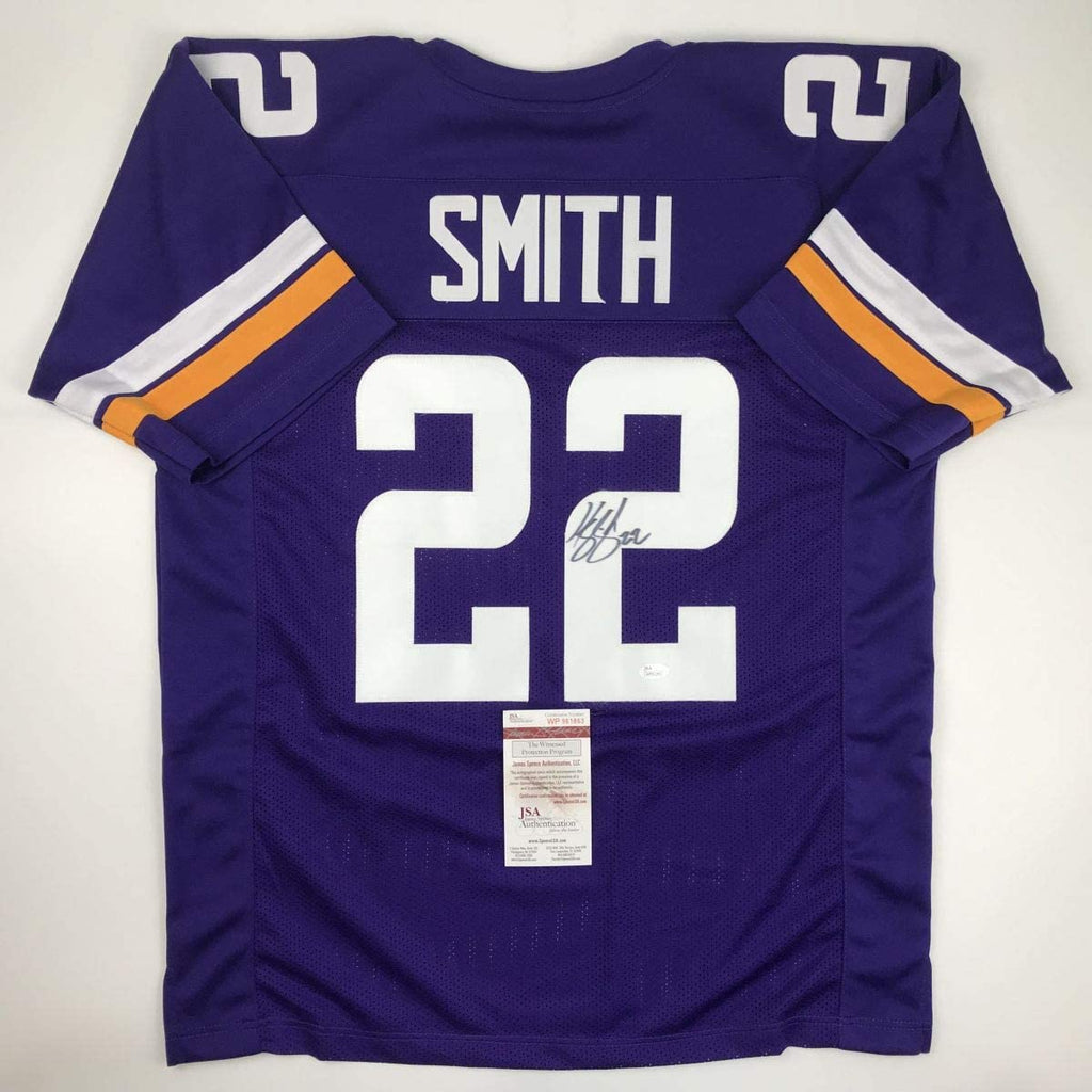 Autographed/Signed Harrison Smith Minnesota Purple Football Jersey JSA COA