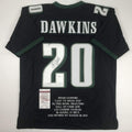 Autographed/Signed Brian Dawkins Philadelphia Black Stat Football Jersey JSA COA