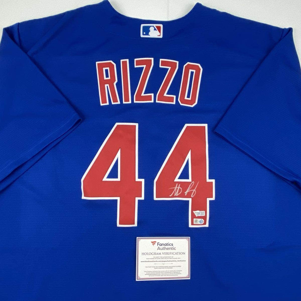 Autographed/Signed Anthony Rizzo Chicago Cubs Blue Authentic Nike Baseball Jersey Fanatics COA