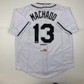 Autographed/Signed Manny Machado San Diego White Baseball Jersey Beckett BAS COA #2