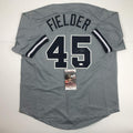 Autographed/Signed Cecil Fielder New York Grey Baseball Jersey JSA COA